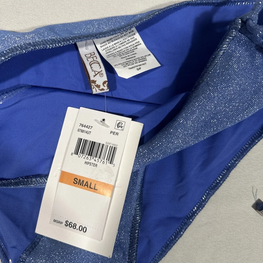 NWT BECCA [ 2PC ] Shimmer Bikini‎ Top ( D Cup) + Side Tie Bottom ( Small ) 7131